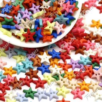 100 Pentagram Csillag Mini Gombok Műanyag Baba Dekoráció Gombot Ruhát készíteni Anyagot Varrás Kellékek DIY Kézműves 8mm
