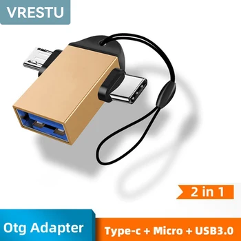 2 az 1-ben OTG Adapter USB 3.0 Női Mikro USB-Hím, C Típusú Férfi Csatlakozó Alumínium Ötvözet a Konverter Telefon Tabet