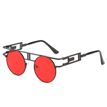 2023 Új steampunk napszemüveg Divatos retro fém kerek keret napszemüveg a férfiak, mind a nők UV védelem