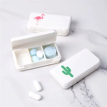 3 Rácsok Mini Tabletta Esetben Műanyag Utazási Gyógyszert, A Dobozban Aranyos Kis Tabletta Tabletta Tárolási Szervező Doboz Jogosultja Tartály Adagoló Esetben