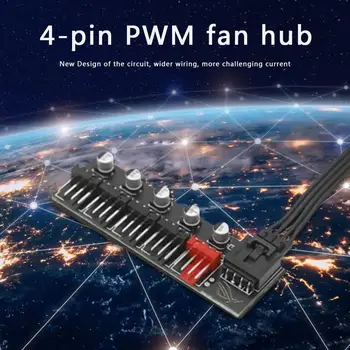 5 Port, PC Ventilátor Hub Elosztó Fordulatszám-szabályozó Adapter 4 Pin PWM Ventilátor