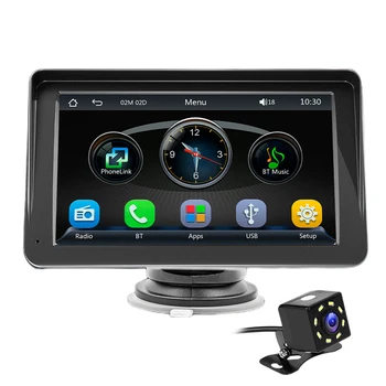 7 Hüvelykes Autós Rádió, Videó Lejátszó Bluetooth-kompatibilis WiFi Vezeték nélküli Carplay Android Automatikus FM Rádió Bulit Hangszóró MP5 Lejátszó