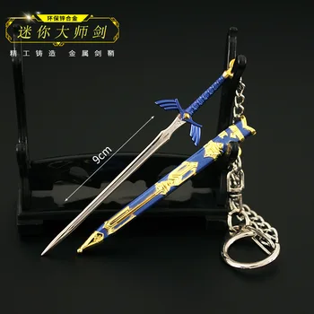 9cm Mester Kard Link LoZ Levegőt a Vad Kulcstartó Könnyek Királyság Játék Perifériák Japán Fém Közelharci Fegyver Kézműves