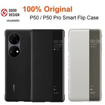 A Huawei P50 PRO / P50 / P50e Flip tok 100% Eredeti smart view Ablakban A Huawei P50/P 50 PRO Hivatalos P50 PU bőrtok