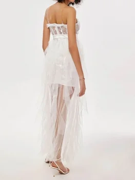 Alkalmi elegáns, vékony, szexi ruha,Női háló varrás szexi csipke harisnyatartó szempontból esküvői ruha esküvői dress2023
