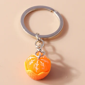 Aranyos Rajzfilm 3D Narancs Kulcstartó Szimulált Gyümölcs Keyrings a Nők, a Férfiak Autót Kulcstartó Táska Medálok Medál Kézzel készített Ékszerek, Ajándékok