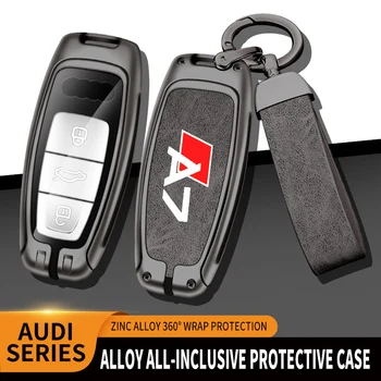 Auto TPU Cink Ötvözet Kulcs Esetben Táska Audi A6 A7 P8 S Line Logo Autós kulcstartó Autó Fém Kulcs Shell lakberendezési Kiegészítők