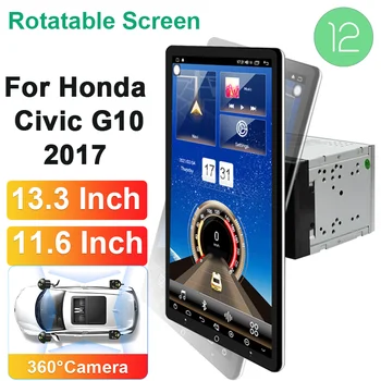 Autó Multimédia Lejátszó 13.3 inch, Elforgatható Nagy Képernyőn A 2017-Es Honda Civic G10 2 Din Vékony Fej-Egység, Videó lejátszó, Android 12