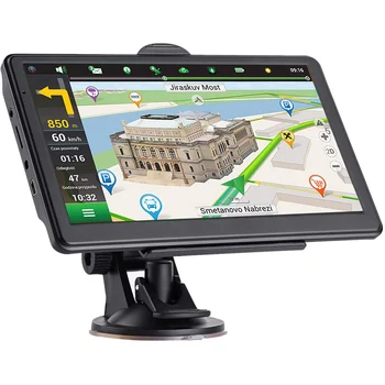 Autós GPS Navigáció 7 Hüvelykes érintőképernyő GPS Navigátor Teherautó Napernyő, Gps 256M+8G 2023 Európa Térkép GPS Navigátorok