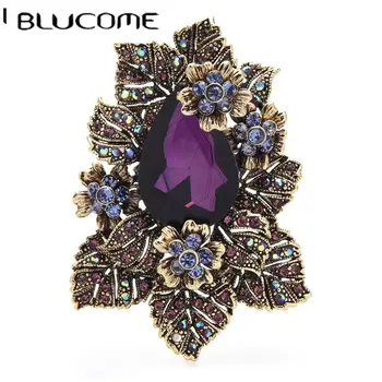 Blucome Lila Crystal Palace Stílus Virág Bross Női Strasszos Párt Irodájában Bross Csapok Ajándékok