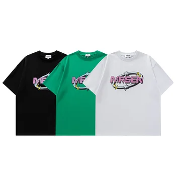 Chaopai Egyszerű Harajuku Stílus T-shirt 2023 Új, Személyre szabott Nyári Új Nyomtatási Levelet Tiszta Pamut Alkalmi, Laza, Rövid Ujjú
