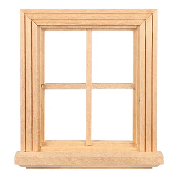 Fa Játékok Sima, Négy-panel Ablak, Ház Tartozékok Fa Keretben Modell Windows Miniatűr Apró Keretek Bútor Silvanian családnak