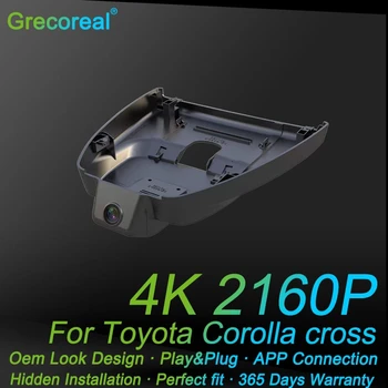 Grecoreal Kamera 4K Wifi 2160P Játszani Plug Autó Felvevő Kamera Előtt Dashcam Autó Dvr Toyota Corolla Kereszt Hibrid 2022 2023