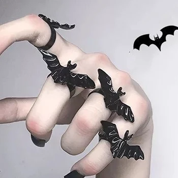 Halloween Bat Nyitó Gyűrű a Nők a Férfiak Gyönyörű Retro Varázsa Állítható Nyitó Gyűrűk Punk Geometriai Finom Ékszerek Fél Szirmok
