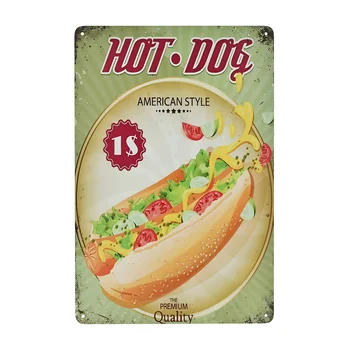 Hot Dog Fali Matricák, Vintage Élelmiszer-Tin Fém Jelek Wall Art Dekor Lóg, Üzlet, Étterem Haza Szoba Dekoráció