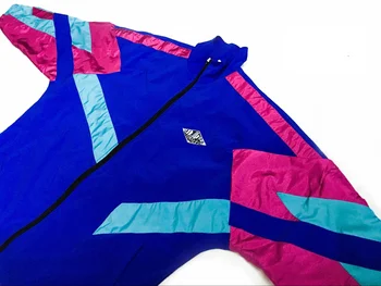 Japán Vintage Patchwork Sport Kabát Férfi Túlméretezett Y2k Zip Fel Retro Széldzseki Streetwear Unisex Könnyű Kabát