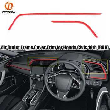 Jobbkormányos Autó Belső Piros légkondicionáló Outlet Keret Trim legömbölyített léc a Honda Civic 10 Gen 2016-2021 Tartozékok
