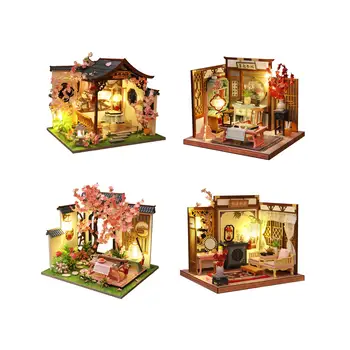 Kézzel készített DIY Mini Ház Modell Modell Ház Készletek Miniatűr Fa Babaház DIY Készletek a Gyerekek, Fiúk, Gyerekek, Lányok Kisgyermekek