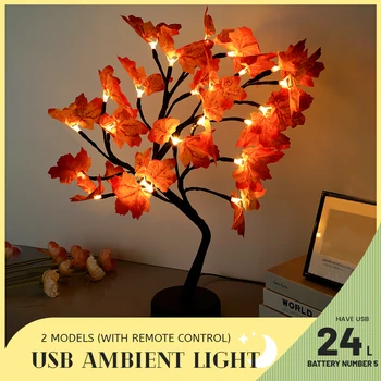 LED-es Éjszakai Fény, karácsonyfa Réz Drót Maple Leaf Fa Lámpa Gyerekeknek Tündér Fény Otthon Hálószoba Dekoráció Ünnepi Világítás