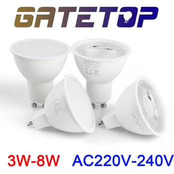 LED reflektor GU10 GU5.3 AC220V magas fényhatásfok, nincs vibrálás, meleg fehér lámpa 3W-8W, helyettesítheti 20W 50W halogén lámpa