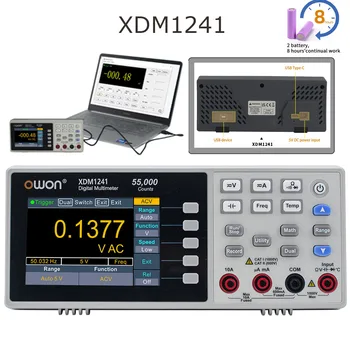 Owon XDM1241/XDM1041 Digitális Asztali Multiméter 55000 Számít Valódi RMS DC/AC Voltmérő Árammérő HZ Temp USB Pad Multimeters