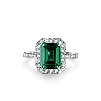 Prémium Minőségű 3 Karátos Zöld Smaragd S925 Ezüst Gyűrű különleges Kivitelezés
