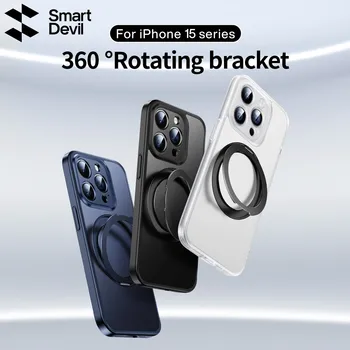 SmartDevil Mágneses tok iphone 15 Sétány Átlátszó Állni az Esetben a 15 Plusz Vezeték nélküli Töltés Mágneses Hátsó Esetben