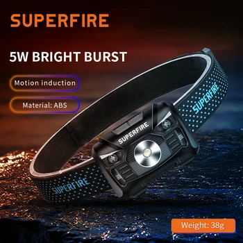 SuperFire HL06-EGY Mini LED Fényszóró-AAA Akkumulátor 500 Lumen 5 Módok Fényszóró fényszóró mozgásérzékelővel Kempingezni, Horgászni Lámpás