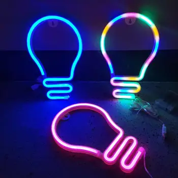 Színes Szivárvány Izzó Formájú LED-es Neon villogó Fény Lámpa Dekoráció a Szobában