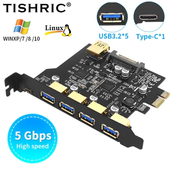 TISHRIC PCIE 1X 5 USB3 Port.2gen1 C-Típusú Bővítő Kártya D720201 Fő Vezérlő Multi-port Funkciók PCBA Igazgatóság