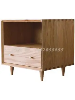 Tömör fa éjjeliszekrény egyszerű, modern otthon hálószoba szekrény, éjjeli szekrény egyszerű kis tároló szekrény fény luxus szekrény