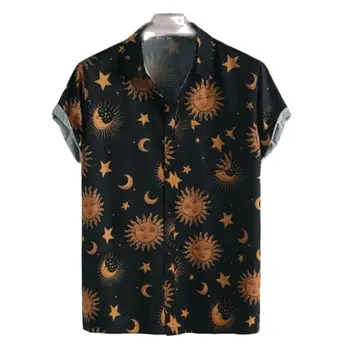 Virágos Póló Férfi Rövid Ujjú Gombot, Hawaii inges Férfi Strand Ing Anglia stílus streetwear harajuku Alkalmi camisa masculina