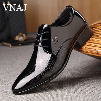 VNAJ A Legújabb Oxford Cipő, Férfi Luxus Lakk Esküvői Cipő Hegyes Toe Ruha, Cipő Klasszikus Derby Cipő Bőr Cipő