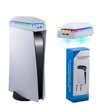 Új Felső hűtőventilátor alapjáték Hűtő Állvány, Konzol RGB Légkör Színes, Világító LED PS5 Konzol Porvédő