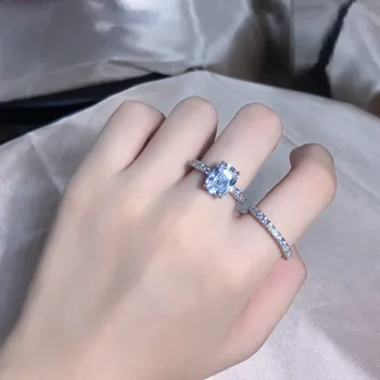 Új Pár Gyűrű 925 Ezüst Divat Négy karmos Cirkon Gyűrű, 2 darabos Készlet Házasság Javaslat Eljegyzési Valentin Napi Ajándék