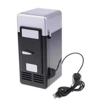 Hordozható Autós Mini Hűtőszekrény 5V-os Melegben, Hűvös USB Hűtő LED Fekete