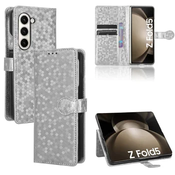Samsung Galaxy Z fold5 Luxus Sima Tárca Mágneses Könyv Esetben, Telefon, mobil telefon fedél védő tok Galaxy Z fold 5